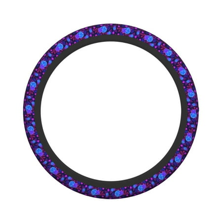 XMXY Car Steering Wheel Cover, Repeating Floral Texture Non-Slip Jeep Truck Universal Elastic Steering Wheel Protector 15 inch