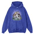 thumbnail image 2 of Sudadera holgada con capucha y diseño de gatos en Greengungchi, estilo retro desgastado, estilo hip hop, para otoño, 100 % algodón, 2 of 4