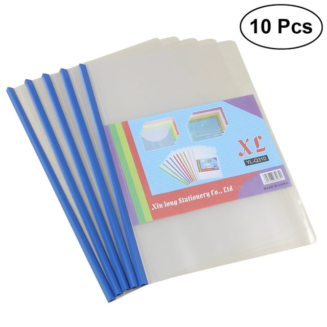 MasteelfCA 10Pcs Transparent File Folder Sliding Bar Report Covers A4 Report Display Cover Organizer Binder (Q310-Blue)