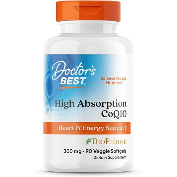 Doctor's Best High Absorption CoQ10, Heart & Energy Support, USP Verified, Naturally Fermented CoQ10, Non-GMO Gluten Free, Soy Free, Vegetarian 90 Veggie Softgels