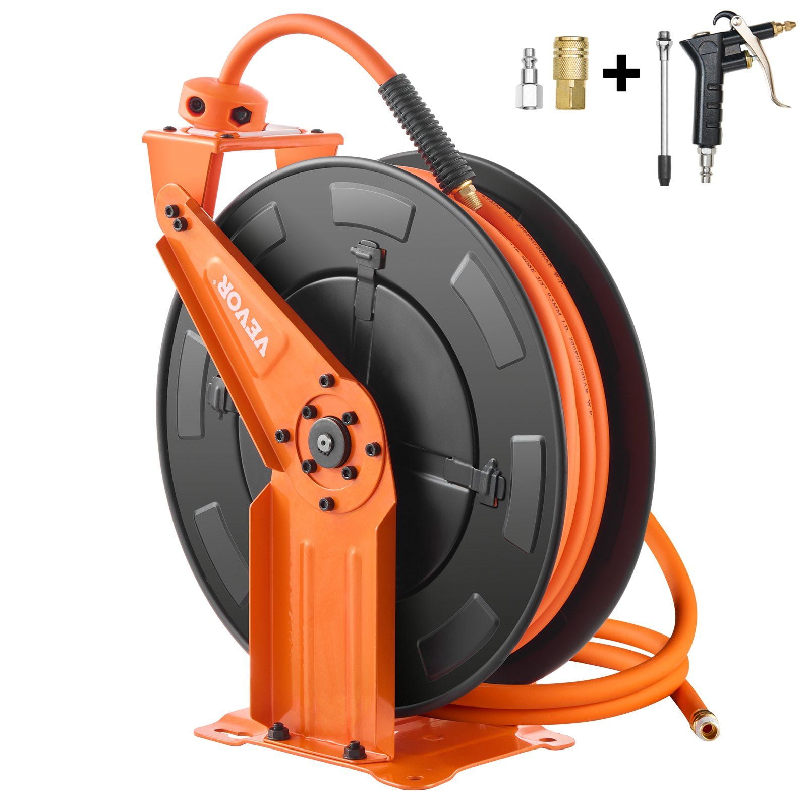 3/8IN x 65FT Retractable Air Hose Reel – Hybrid Air Hose with Dual Arms for Garage & Workshop