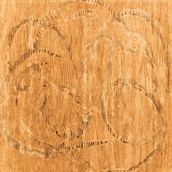 Ahgly Company Indoor Square Abstract Orange Contemporary Area Rugs, 8' Square