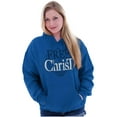 thumbnail image 3 of Free in Christ Jesus Christian Unisex Plus Fleece Graphic Hoodie Brisco Brands 4X, 3 of 5
