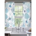 thumbnail image 2 of Summer Marine Life Sheer Curtains 2 Panels Set Watercolor Blue Coral Seaweed Ocean Fish Sheer Window Curtains Light Filtering Rod Pocket Voile Drapes for Bedroom Living Room 52"X72", 2 of 9