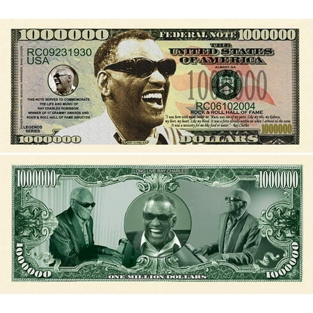 10 Ray Charles Million Dollar Bills with Bonus “Thanks a Million” Gift Card