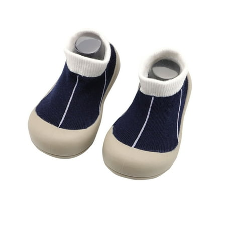 Avrntaa Baby Boy Sock Shoes - Slip On Sneakers with Soft Rubber Sole Indoor Infant Walking Shoes Shoes for Kids Blue Shoes Size 3.5Toddler