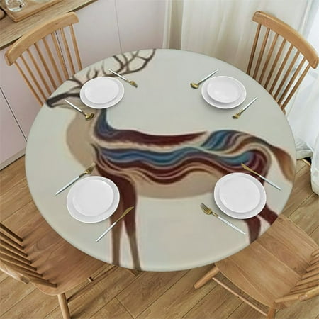 

Orinice Deer Bird Sky Round Tablecloth Stain-Resistant & Washable Full Width Single-Sided Printing | Ideal for Indoor and Outdoor Use Perfect for Restaurants Weddings Parties Multiple Sizes