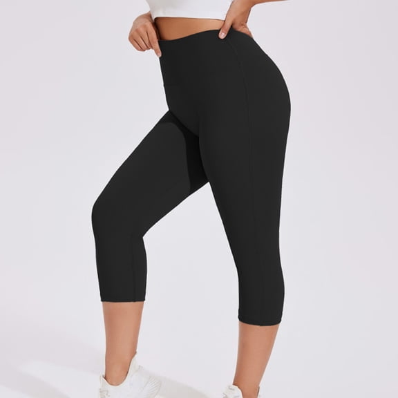SwiftWear Women's Plus Size High-Waisted Workout Capri Leggings Tummy Control Yoga Capris with Booty Lifting Running Pants XL-4XL