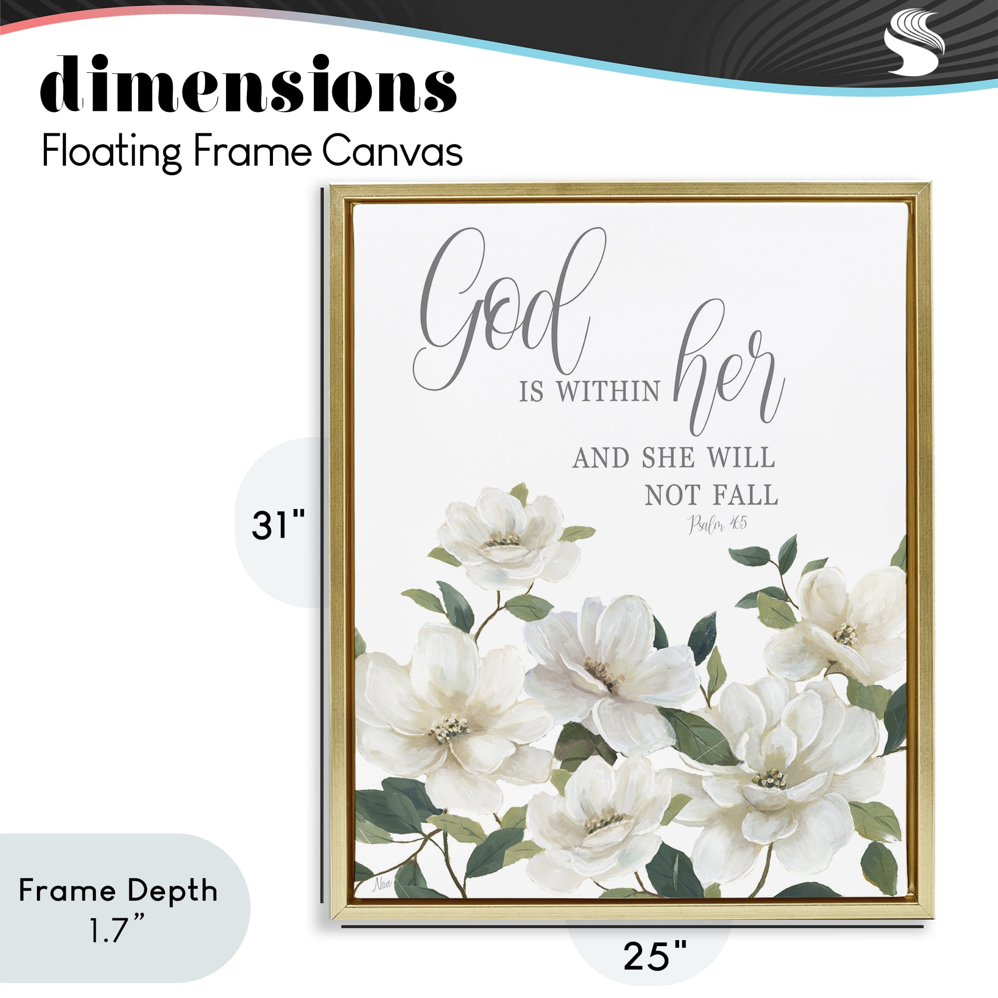 Stupell Industries God Is Within Her Gold Framed Floater Canvas Wall Art, design by Nan