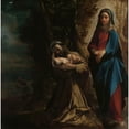 thumbnail image 2 of Ludovico Carracci 15x15 Gold Ornate Wood Frame and Double Matted Museum Art Print Titled - The Vision of Saint Francis of Assisi (1583 - 1585), 2 of 4