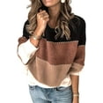 thumbnail image 3 of BORKE Women's Sweaters Casual Long Sleeve Crewneck Color Block Patchwork Pullover Knit Sweater Tops, 3 of 8
