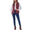 thumbnail image 2 of INSPIRE CHIC Women's Utility Cargo Vest Button Front Sleeveless Faux Suede Jacket with Pockets S Burgundy, 2 of 6