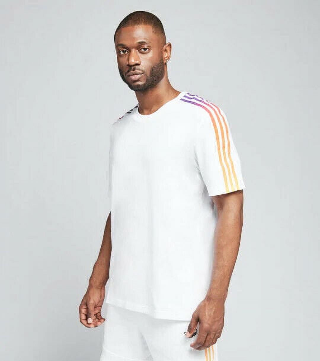 adidas Men's Sportswear 3-Stripes Tee, White/Multicolor, Small