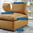 thumbnail image 4 of Sofa Middle Chair, Faux Vegan Leather, Tan, Modern Contemporary Urban Design, Living Lounge Room Hotel Lobby Hospitality, 4 of 8