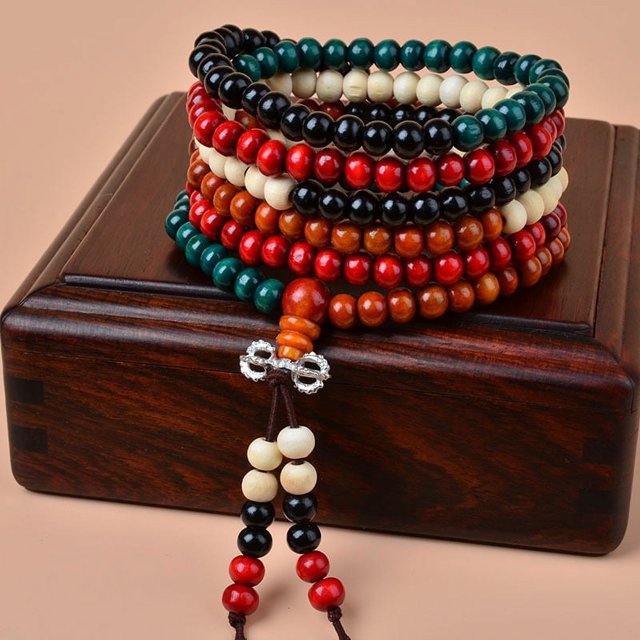 Actividades de regalo Cuentas 108 Cuentas de sándalo rojo de imitación Pulsera Pulsera Joyería Accesorio versátil