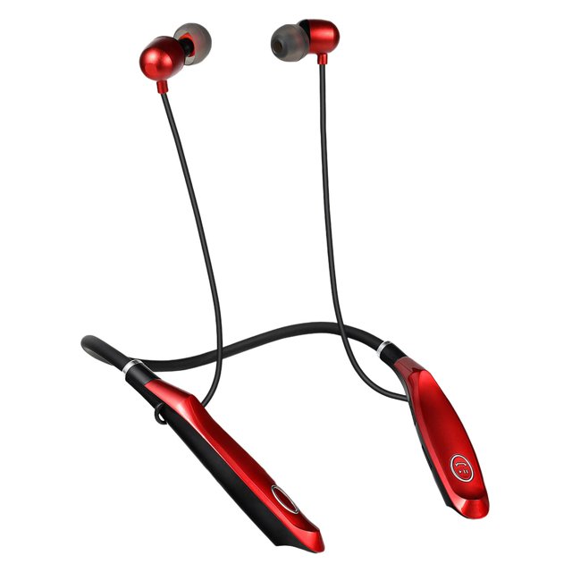 Auriculares Bluetooth 5.0 perfecl con banda para el cuello resistentes al agua color Rojo