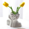 thumbnail image 2 of Douhoow White Ceramic Vase Half Face Shaped Flower Container Artware Decoration, 2 of 9