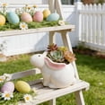 thumbnail image 4 of Gumesh Easter Bunny Ceramic Planter, Small Pot with Drainage Tray, Desktop Flower Pot for Cactus, Bedroom Office Decor, White, 4 of 6