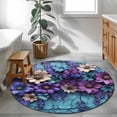 thumbnail image 3 of Round Rugs 4Ft, Purple Flowers Round Area Rug Washable Indoor Throw Carpet, Spring Vintage Walls Pastoral Country Soft Non Slip Circle Rug for Kitchen Nursery Room Home Decor Aesthetic, 3 of 8