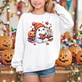 thumbnail image 2 of CAUYDY Hoodies for Girl Fall Winter Halloween Tops Ghost Pumpkin Graphic Sweatshirts Long Sleeve Pullover Blouse(White,4Y), 2 of 5