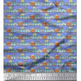 thumbnail image 1 of Soimoi Blue Heavy Satin Fabric House Architectural Print Fabric by the Yard 54 Inch Wide, 1 of 1
