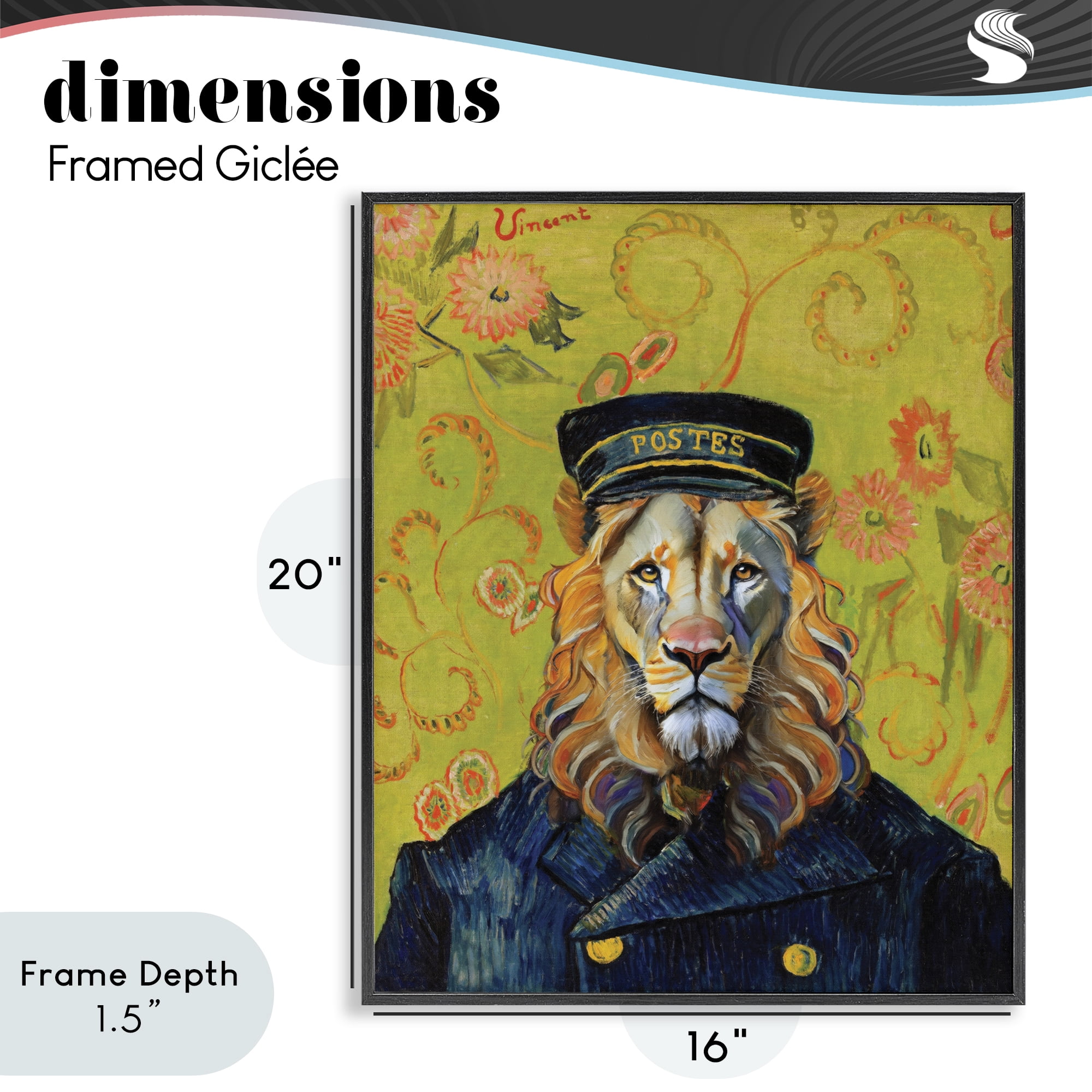 Stupell Industries French Lion Postmaster Black Framed Giclee Art, design by Grotto Studios