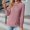 Pink, variant on Babysbule Womens Long Sleeve Tops Women's Fashion Deep Round- Neck Solid Button Long Sleeve Blouse Shirt Top
