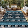 thumbnail image 2 of Navy Blue Boho Outdoor Rug for Patio/Deck/Porch, Non-Slip Large Area Rug 6 x 9 Ft, Geometric Vintage Abstract Art Ethnic Tribe Indoor Outdoor Rugs Washable Area Rugs, Camping Rug Carpet Runner, 2 of 8