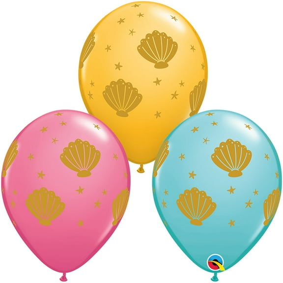 11 inch Qualatex Sea Shells Latex Balloons (6 Pack) - Party Supplies Decorations