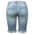 thumbnail image 7 of Frontwalk Ladies Midi Trousers Hole Denim Jeans Skinny Bottoms Travel Soft Mini Pants Ripped Shorts Light Blue S, 7 of 7