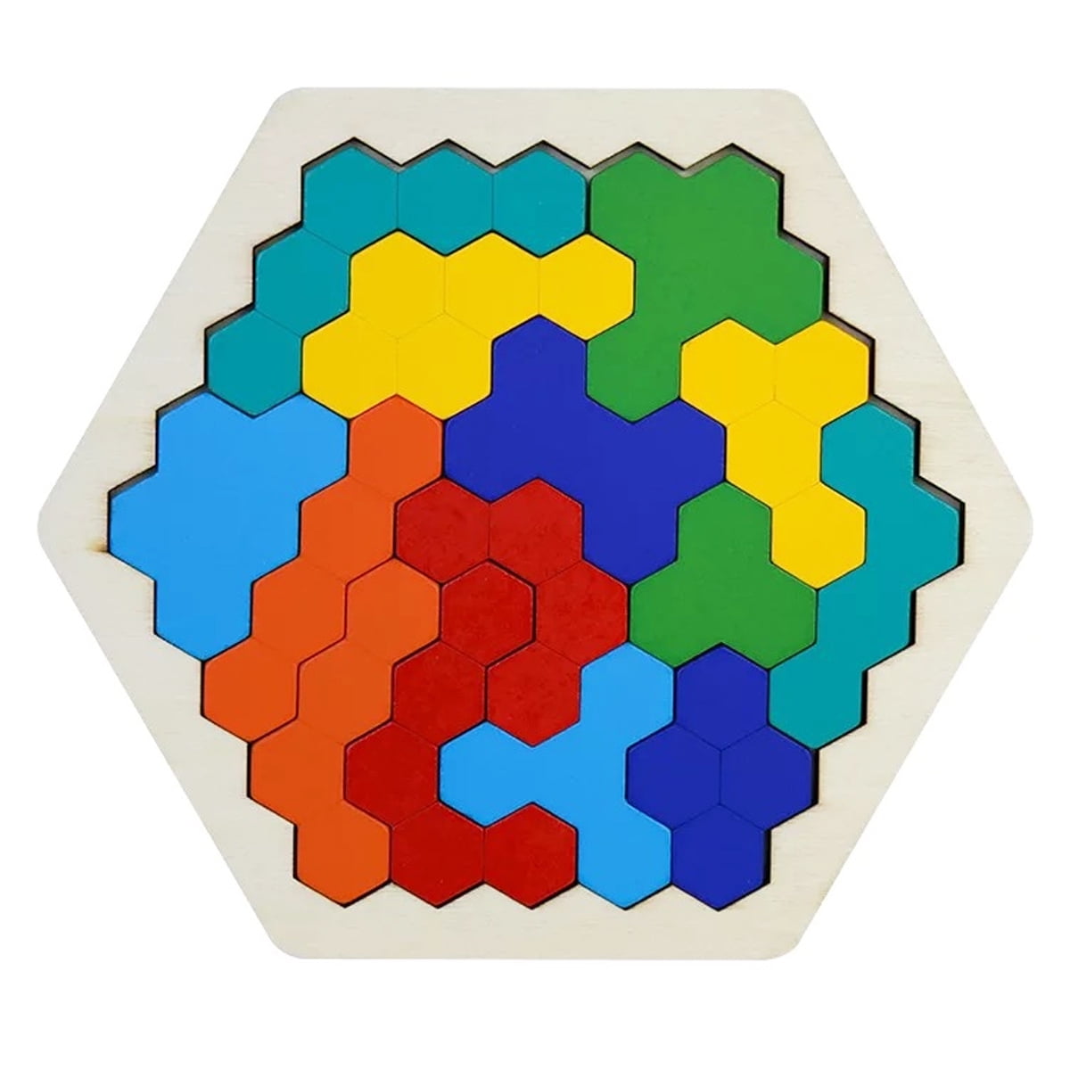 Rompecabezas hexagonal de madera para niños y adultos, bloque de patrón ...