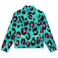 thumbnail image 4 of Jackets for Women Winter Coat Jackets Flannel Stand Collar Jacket(Blue Pink Leopard Skin,Size:S-4XL), 4 of 7