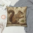 thumbnail image 2 of Leisuo Vintage Wildlife AnimalsThrow Pillow Covers Squirrel Bear Elk Rabbit with Green Plants Cushion Cover Home Decor Square White, 2 of 5
