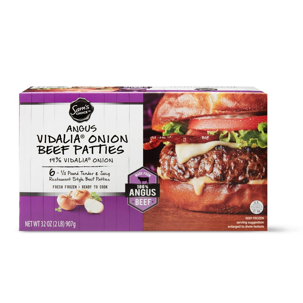 Sam's Choice Angus Vidalia Onion Beef Patties, 6 ct, 2 lb (Frozen