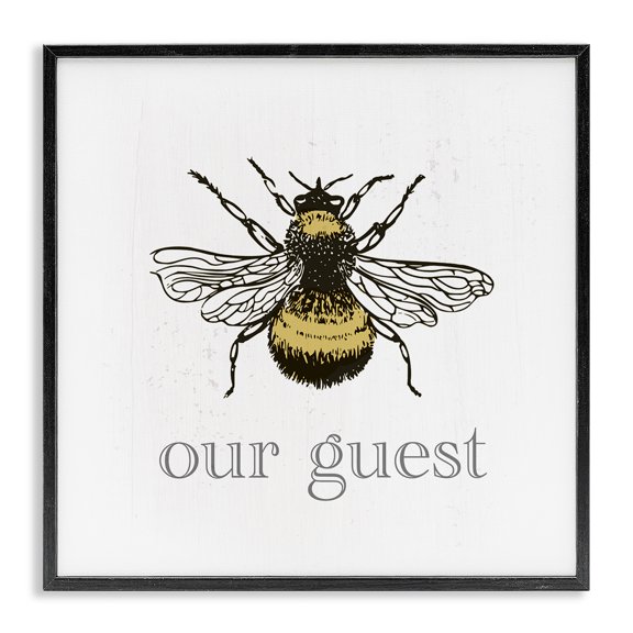Stupell Industries Rustic Lodge Vintage Bee Our Guest Black Framed Giclee Art, 12 x 12, by Lil' Rue