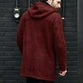 thumbnail image 6 of IYTR Mens Winter Coats Long Hooded Winter Parka Coat Full Zip Fleece Lined Warm Windbreaker Overcoat with Pockets (Red,XXL), 6 of 9