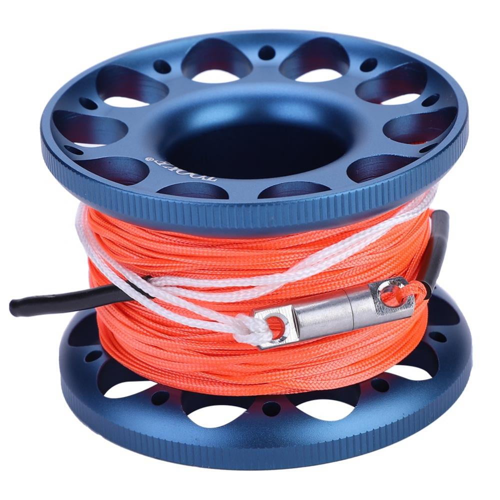 OTVIAP 15M Mini Diving Aluminium Reel Spool Line with Stainless Steel Snap Bolt Hook, Diving