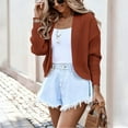 thumbnail image 5 of VISALY Women's Knitted Open Front Cropped Cardigan Long Sleeve Casual Drop Shoulder Short Sweater Coats Soft Comfortable Outwear Fall Outfits Brick Red Xl, 5 of 9