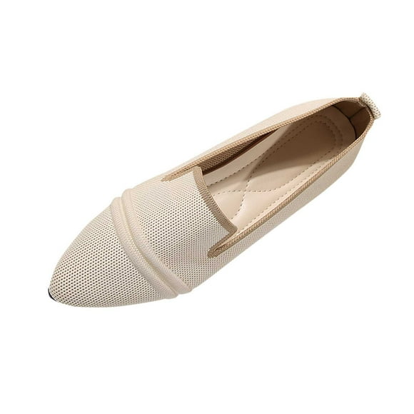 Hopeusnice Flats Shoes for Women Nylon Spandex Materials Summer And Fall Shoes Breathable Soft Non-Slip Women's Flats Shoes Pumps Shoes Trendy Flat Heel Pointed Toe Vacation Shoes Beige 37