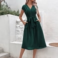 thumbnail image 1 of Liquidation et Promo, Robe à Manches Courtes Ample à Col Rond pour Femme, Robe à Manches Courtes, Robe Ample à Col Rond, Robe à la Mode Essentiels du Quotidien/100 % Polyester, Vert, Sopatenor, 1 of 9