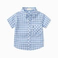 thumbnail image 2 of Toddler Clothes for Girls Short Sleeve Button Down Top Baby Girls Plaid Print Clothes Sky Blue 8-9 Years, 2 of 4