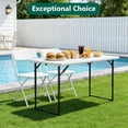 thumbnail image 6 of Heavy Duty 4ft Fold-in-Half Adjustable Height Plastic Utility Table with Steel Legs for Indoor Outdoor Picnic Camping Dining Party White, 6 of 10