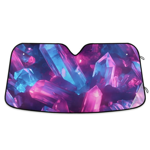 Glowing Crystals Car Windshield Sun Shade Foldable Car Front Window Visor Heat and UV Protection 53x23.5