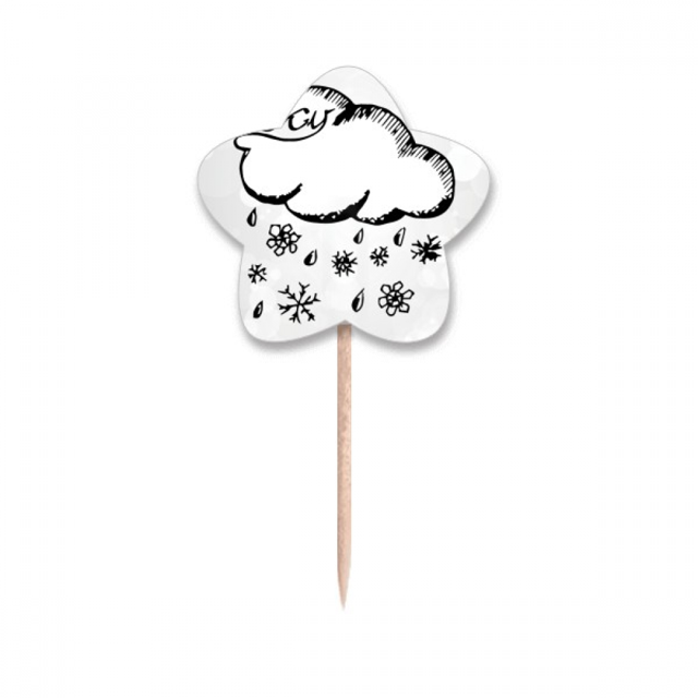 Copo de nieve nubes patron pintado a mano Selección de pastelitos Star lable Flag en palillos de dientes