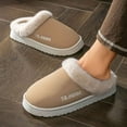 thumbnail image 5 of Viluyesy Mens Fuzzy Platform Slippers, Cozy Warm Memory Foam Fleece Lining Winter Slip On House Suede Shoes Beige, 5 of 8