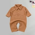 thumbnail image 4 of Plebaso Baby Cotton Romper Summer Solid Color Lapel Button-down Jumpsuit Outfits For Girls Boys Overalls, 4 of 4