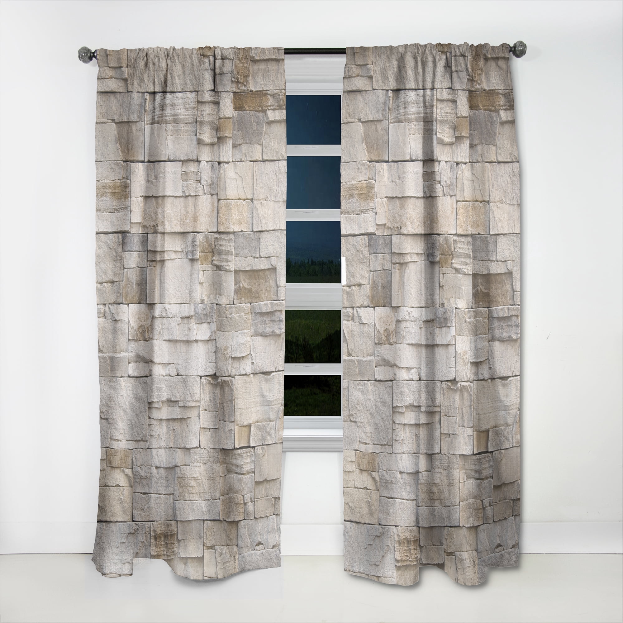 Designart 'Stone Wall I' Modern & Contemporary Curtain Panel