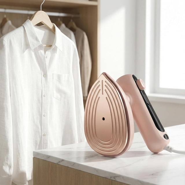 Foldable Mini Steam Iron 120V US Standard Compact with Ceramic Soleplate for Wrinkle-Free Clothes – White Portable Travel Iron