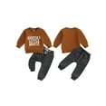 thumbnail image 3 of Gupgi 2pcs Fall Baby Boy Girl Long Sleeve Letters Print Pullover Solid Color Elastic Waist Sweatpants, 3 of 10