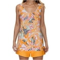 thumbnail image 2 of lcziwo Lightening Sales Womens 2025 Summer Tankini Swimsuits Boho Floral Print Bathing Suits Casual Sleeveless Backless Tank Tops and Shorts 2 Piece Sets Beach Outfits Orange XXXXL, 2 of 6